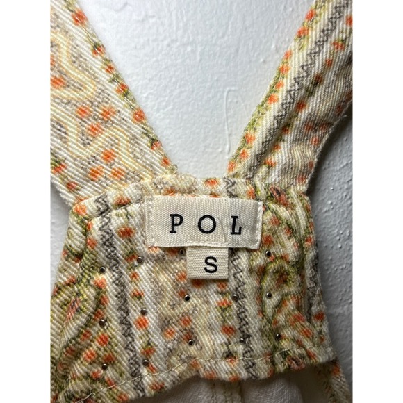 POL Stud‎ Adorned Paisley Print Overall Shorts Womens Small Boho Baggy Festival - Picture 2 of 7